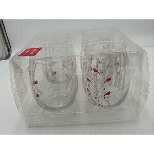 Cardinal Stemless Wine Glasses - Cardinals Perched on White Birch Trees #6073